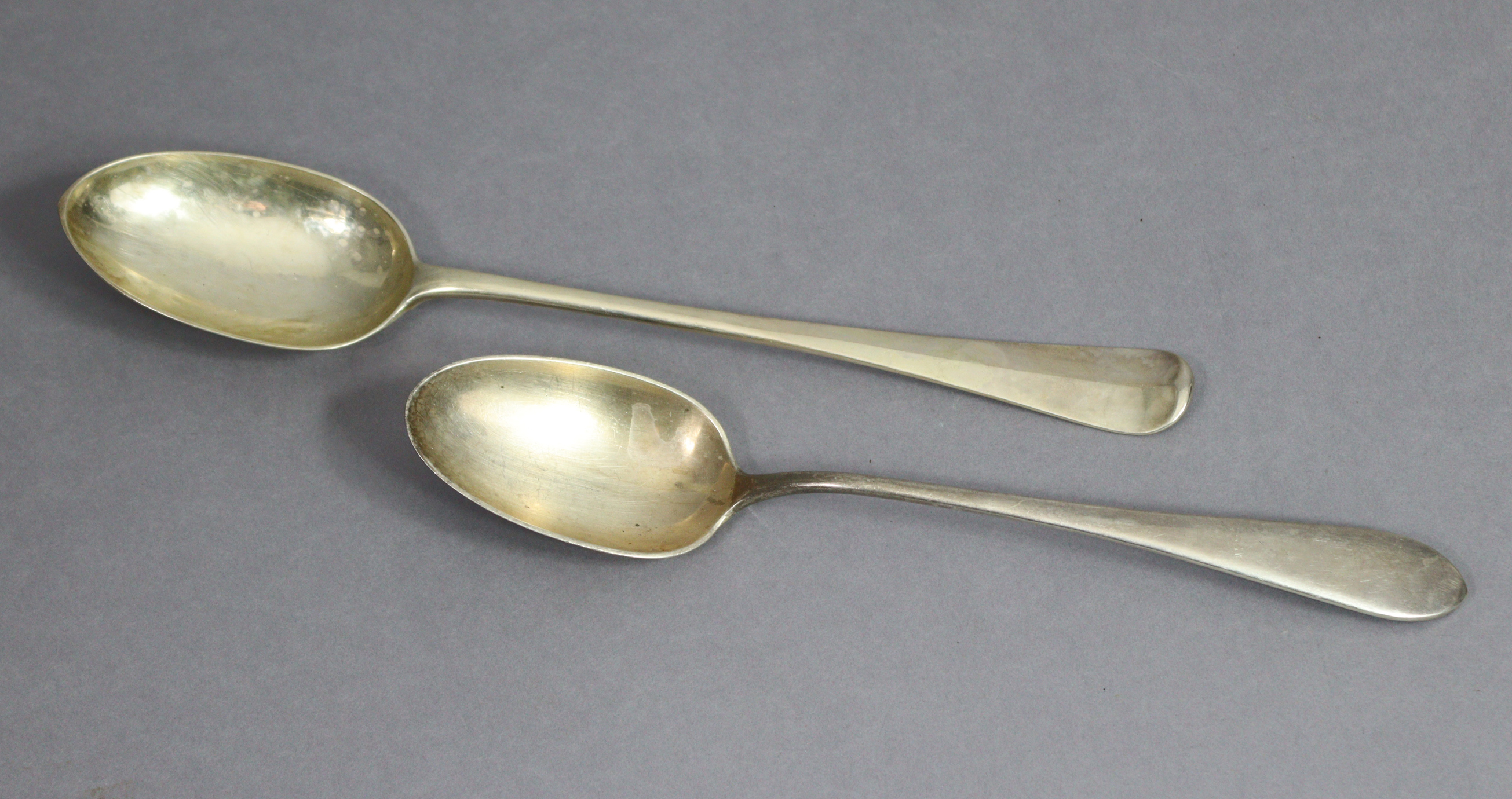 A late Victorian Hanoverian rat-tail basting spoon, 11.75” long, London 1895, by Wm. Gibson & John