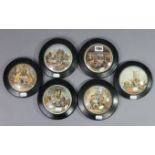 A collection of six F. & R. Pratt pot-lids: “The Residence of Anne Hathaway…”, “The Wolf & the