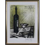 BERNARD BUFFET (1928-1999, by & after). Bread & Wine on a table top; coloured lithograph; signed &