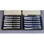 A set of six tea knives with loaded silver Albany pattern handles, Sheffield 1936; & a similar set