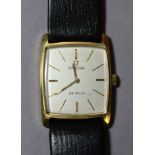 An Omega De Ville 18K ladies' wristwatch , the square silvered dial with gold hands & baton numerals