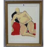 A Limited Edition coloured print after John Emanuel titled “Seated Nude” (Ltd. Ed. No. 46/75),