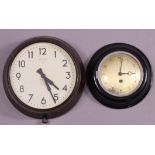 A vintage Elliott’s wall timepiece inscribed: “BR-W, 5341”, in black-finish metal case, 9”