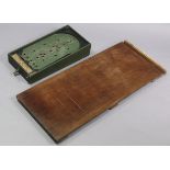 A vintage Pixie table bagatelle pin game, 21¼” long; & a shove-ha’penny board, 40¼” long.