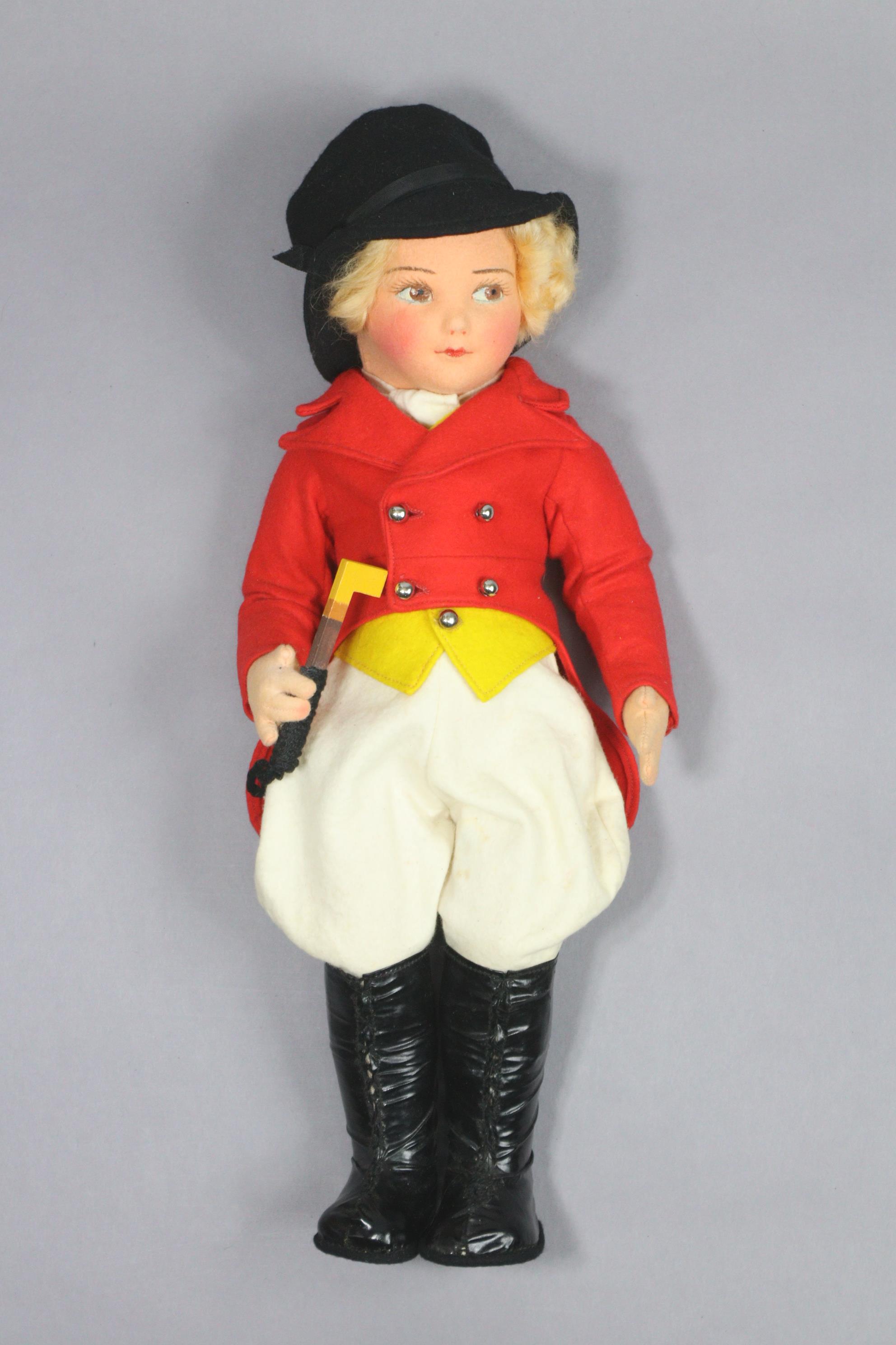 A 1930’s NORAH WELLINGS “RIDING GIRL” DOLL, 18” high, boxed (box w.a.f.).