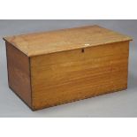 A pine blanket box with a hinged lift-lid, 36½” wide x 18½” high x 22½” deep.