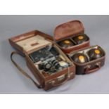 A vintage Paillard Bolex cine camera; & two pairs of Lignum Vitae lawn bowls, each with case.