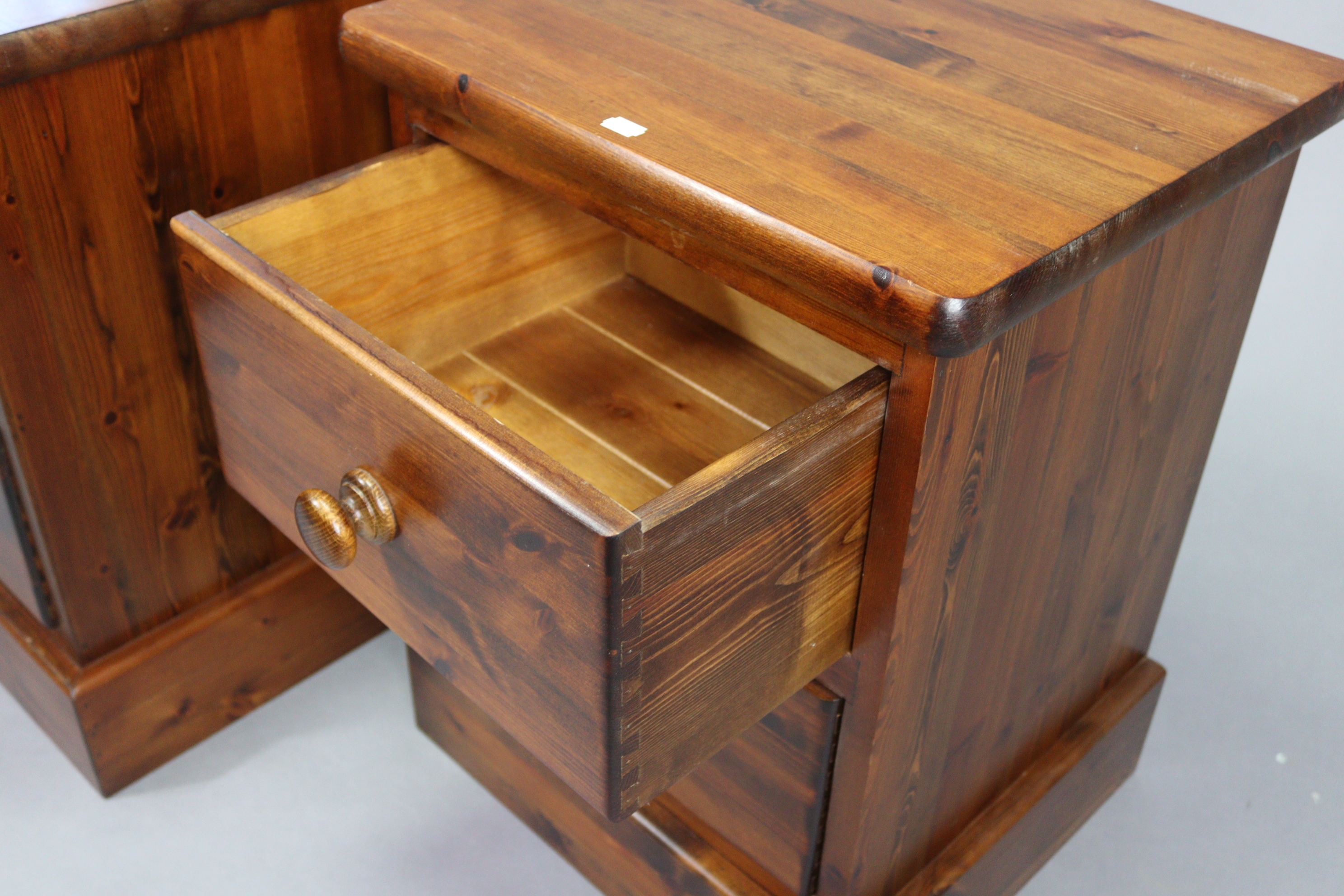 A pair of pine two-drawer bedside chests, 18¾” wide x 25” high x 16¾” deep. - Image 3 of 3