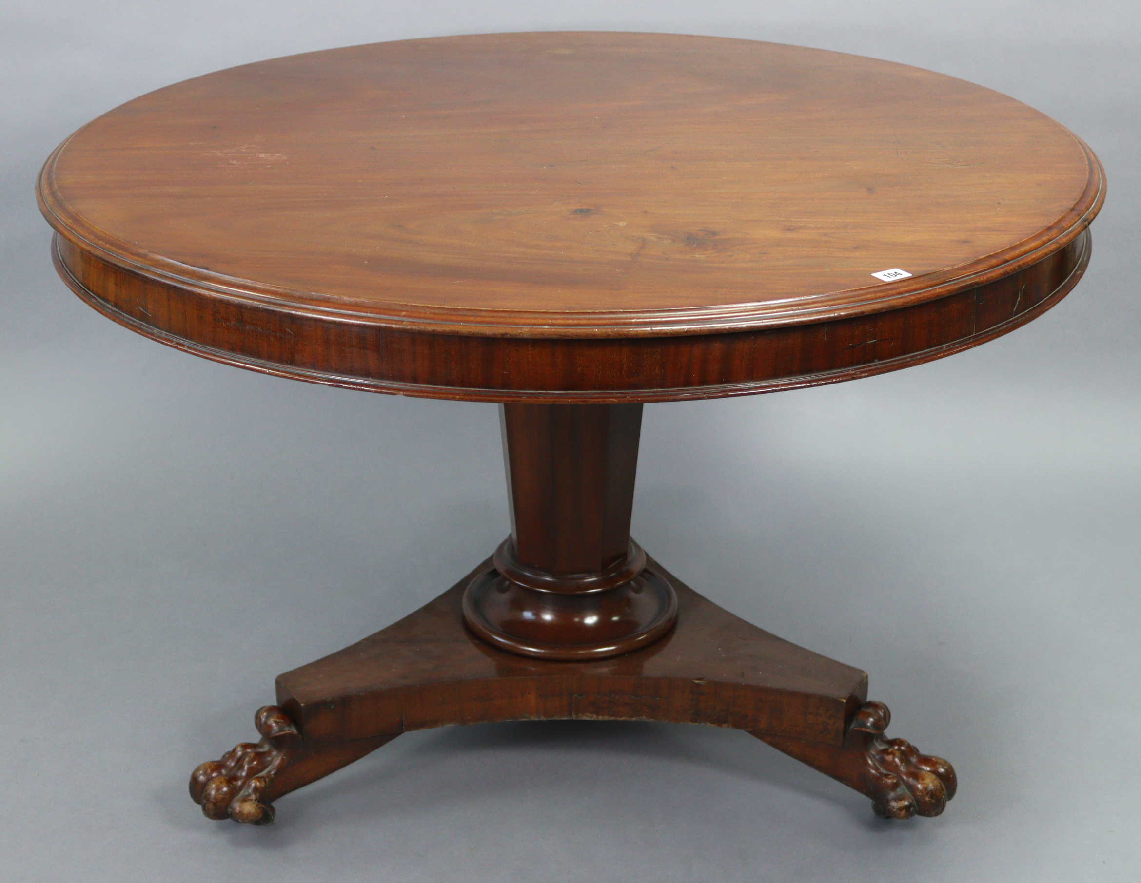 . A 19th century mahogany “loo” table or dining table with a circular tilt-top, & on an octagonal - Image 2 of 2