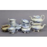 A Victorian blue & white floral decorated seventeen-piece part child’s tea service.