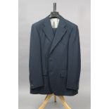 A Barini navy blue wool suit jacket and matching trousers, shoulder width 17”, length 32”; trouser