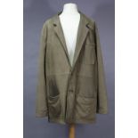 An Orvis light brown leather sports jacket; shoulder width 20”, length 36½”.