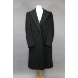 A NICOLLS of REGENT STREET black wool overcoat, shoulder width 19”, length 47”.