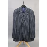 A GIEVES & HAWKES navy blue pinstriped suit jacket & matching trousers, 100% wool; shoulder width