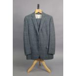 A blue chequered tweed suit jacket with matching waistcoat & trousers, tailored by H. Huntsman &