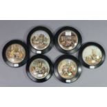 A collection of six F. & R. Pratt pot-lids: “The Residence of Anne Hathaway…”, “The Wolf & the