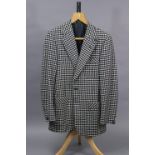 A DAKS of London blue & cream chequered blazer jacket, 100% lambswool; shoulder width 17”, length
