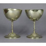 A pair of late 19th century Mappin & Webb silver-plated goblets, one inscribed: “J. Fison 1St. In