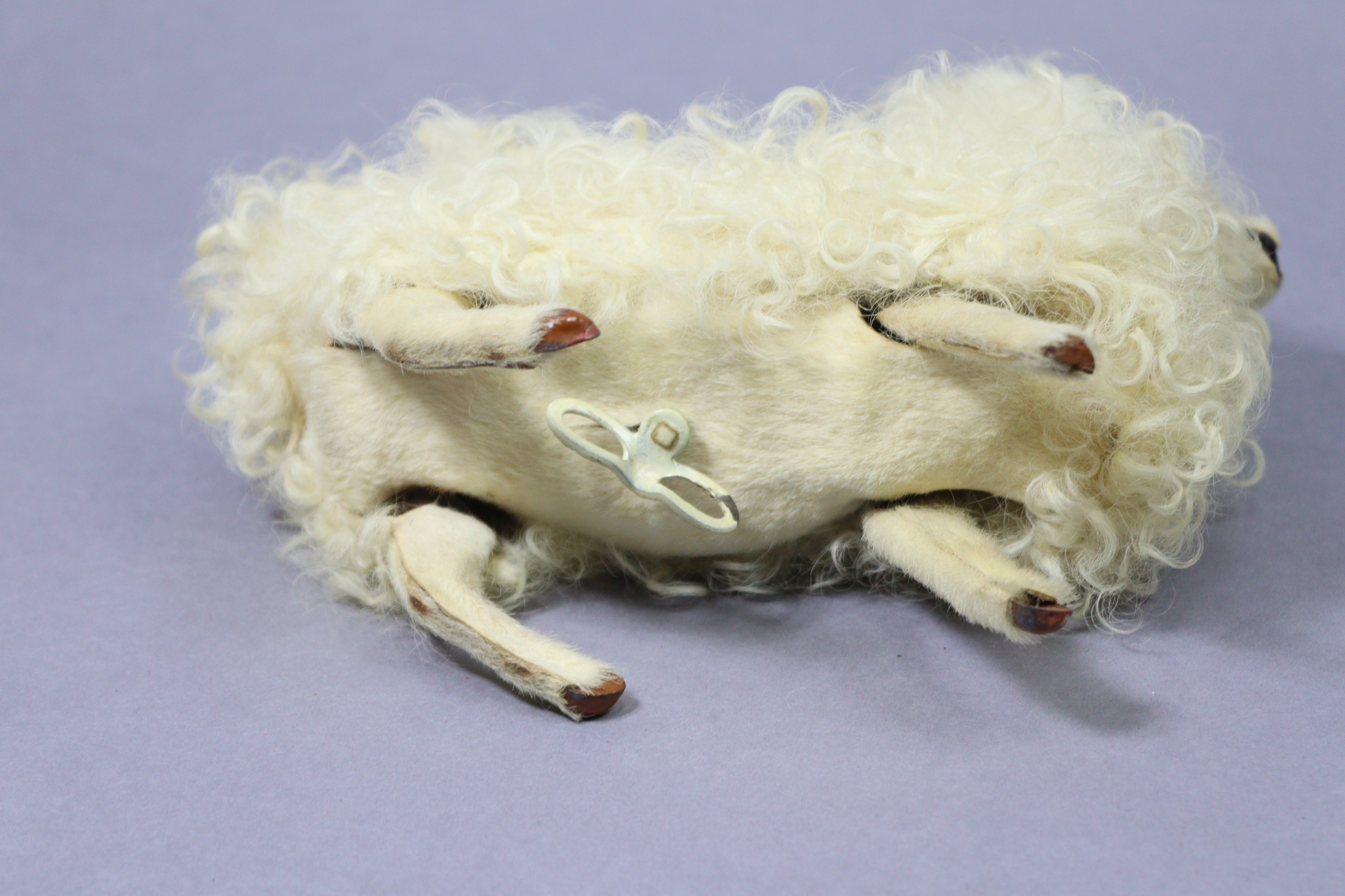 A VINTAGE FRENCH(?) JUMPING POODLE AUTOMATON TOY with white fur & spring clockwork-operated - Image 3 of 4