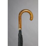 Another vintage gent’s umbrella with polished wooden handle & 9ct. gold mount, 35.75” high.