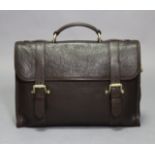 A MULBERRY WALTER DARWIN CHOCOLATE LEATHER GENTS BRIEFCASE (SIZE ONE) with shoulder strap & bag.