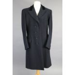 A navy blue wool overcoat tailored by Bernard Weatherill Ltd. of Saville Row, shoulder width 19”, l