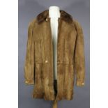 A ZILLI BROWN CASHMERE JACKET with fur collar; shoulder width 21”, length 38” (with original