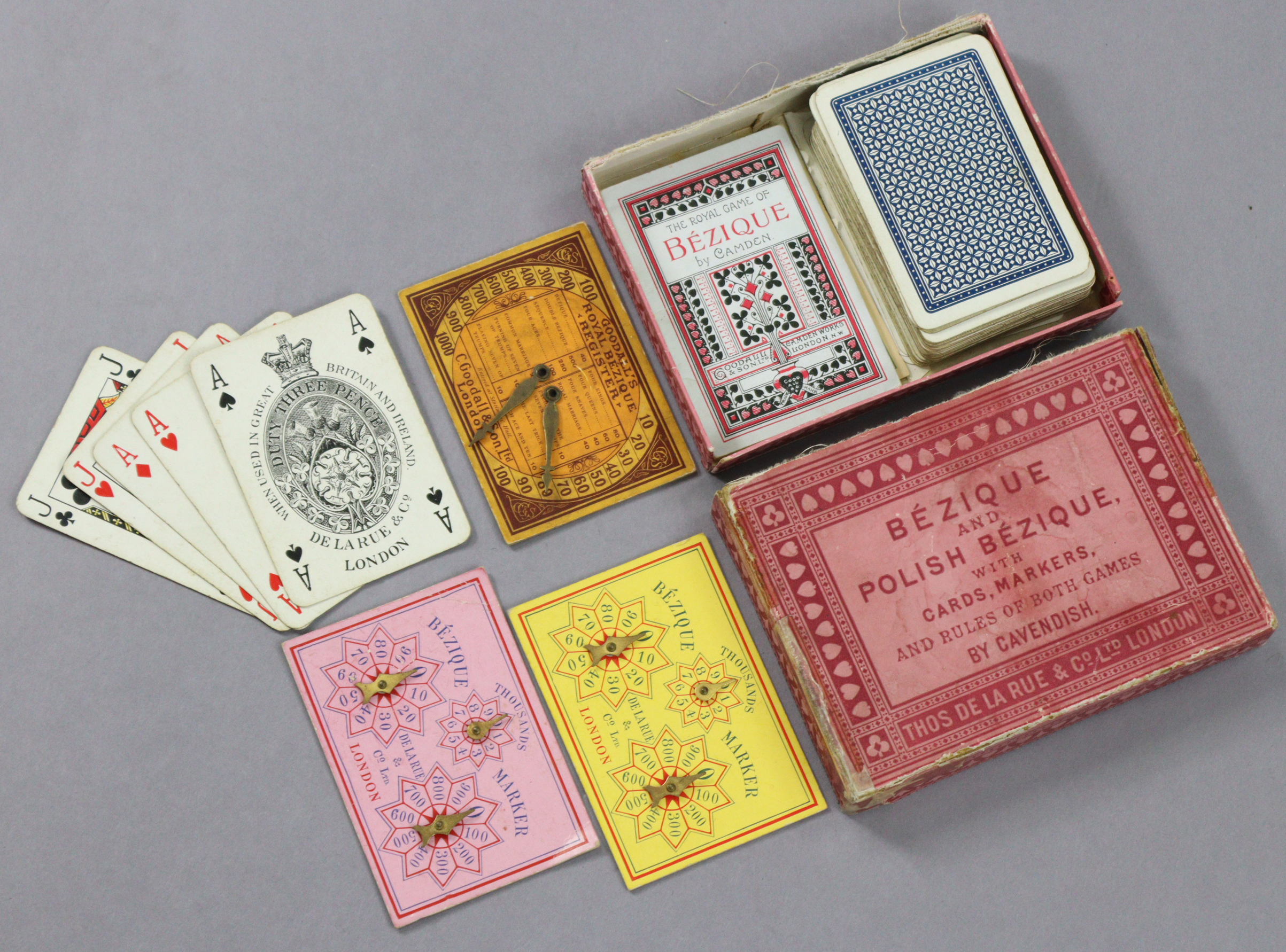 A Thos. De La Rue & Co. of London "Bezique And Polish Bezique" card game, boxed.