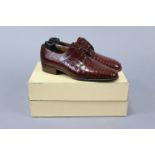 VINCCI; A pair of caiman leather brown lace-up men’s shoes, size 8½D, each with branded plastic tree