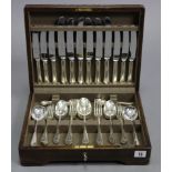 A canteen of Mappin & Webb silver-plated & stainless-steel cutlery comprising forty-five items, & in