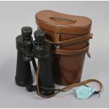 A pair of Barr & Stroud black lacquered binoculars (7 x CF.31), with leather case.