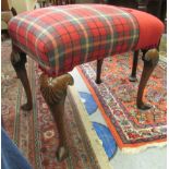 An early 20thC Queen Anne inspired walnut framed stool,