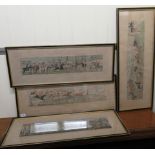 A set of four mid Victorian coloured hunting prints 5'' x 24'' framed CB