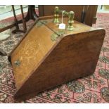 A late Victorian mahogany and marquetry coal box with brass fittings,