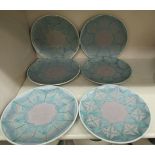 A set of six Pilkingtons Royal Lancastrian Lapis Ware pottery plates,