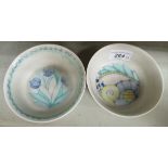 Two similar Pilkingtons Royal Lancastrian buff glazed pottery footed bowls,