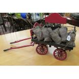 A painted scratch built model Victorian design horsedrawn, four wheeled coal merchant's wagon,