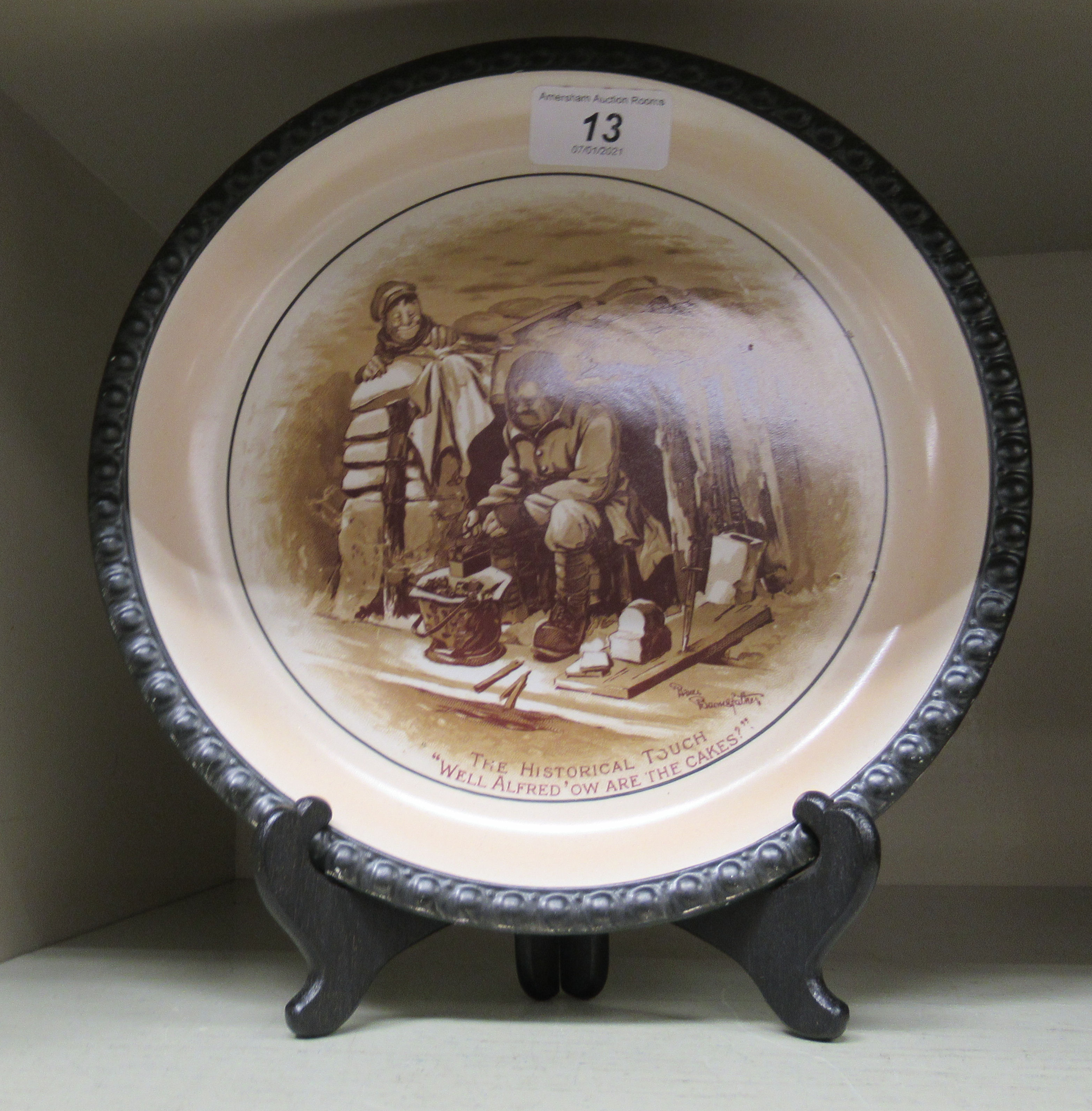 A Grimwades china wall plate 'Barnsfather - Old Bill', a souvenir of the Great War,