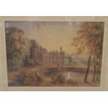 F Mackenzie - 'Old English Mansion' watercolour bears a signature & inscription on the mount