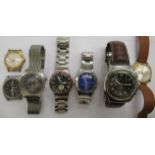 Seven various modern wristwatches: to include a Tissot stainless steel bracelet watch,