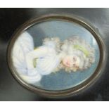 A 19thC portrait miniature, reputed to be Marie-Anne de Nesle 3.25'' x 2.