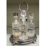 An Edwardian silver plated cruet,