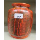 A Pilkingtons Royal Lancastrian pottery vase of ribbed form,