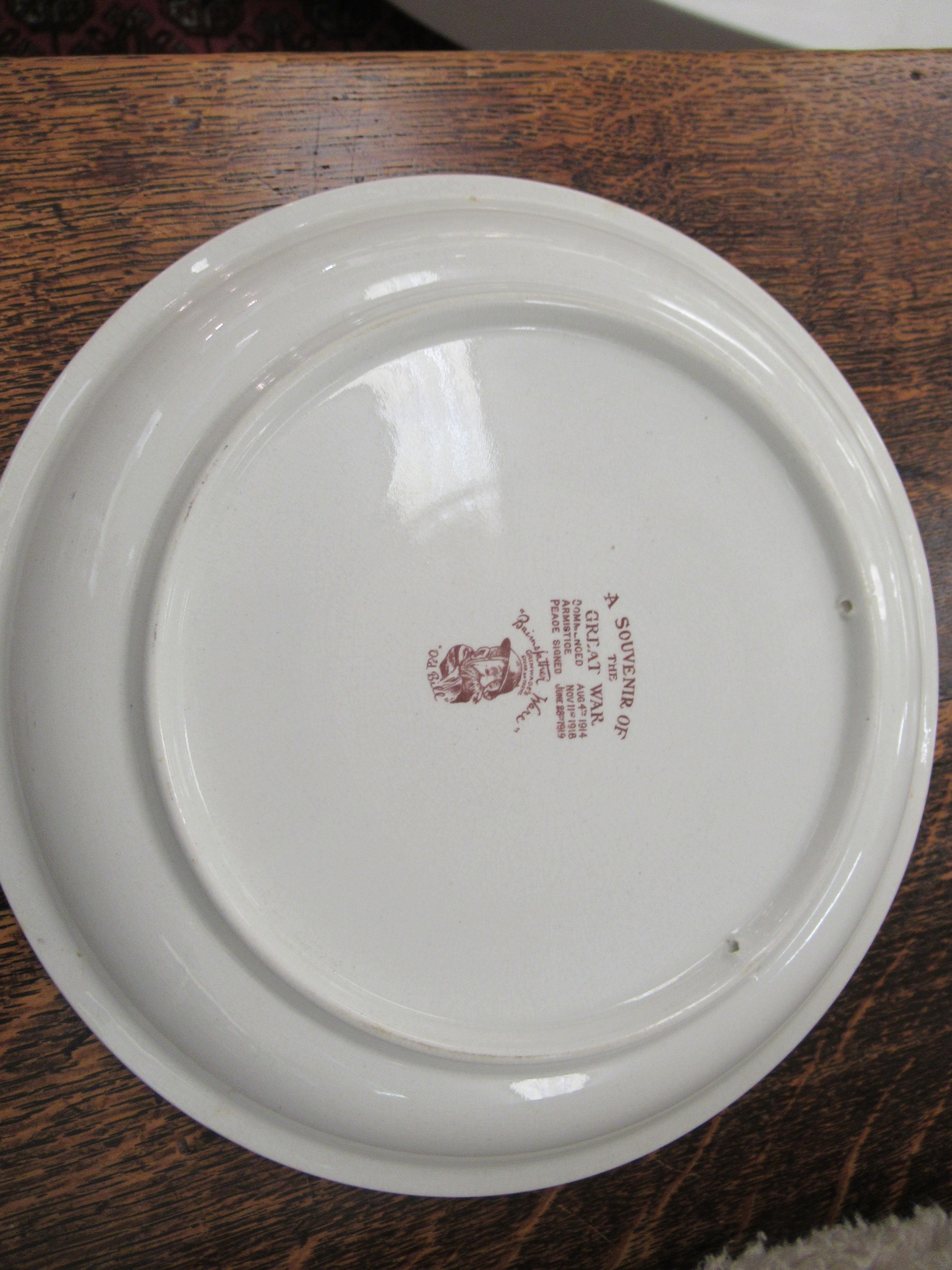 A Grimwades china wall plate 'Barnsfather - Old Bill', a souvenir of the Great War, - Image 2 of 2