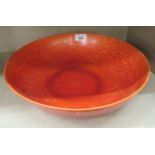 A Pilkingtons Royal Lancastrian sponged orange glazed pottery footed bowl bears impressed marks &