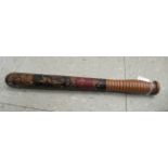 A late Victorian painted wooden police truncheon,