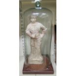 A Chinese 'antique' pottery standing figure 17''h under a glass dome TOS8