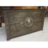 An Arts & Crafts riveted steel and tinplate coal bin with straight sides,