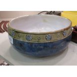 A Royal Doulton streaky blue and green glazed stoneware fruit bowl,