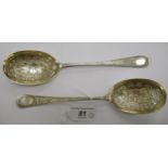 A matched pair of early 19thC silver serving spoons,